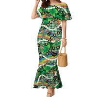 St Patrick's Day Palaka Hawaii Mermaid Dress Kukui Nut Pikake Lei Shamrock Dabbing Leprechaun LT14 Women Green - Polynesian Pride