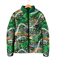 St Patrick's Day Palaka Hawaii Padded Jacket Kukui Nut Pikake Lei Shamrock Dabbing Leprechaun LT14 - Polynesian Pride