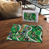 St Patrick's Day Palaka Hawaii Puzzle Kukui Nut Pikake Lei Shamrock Dabbing Leprechaun LT14 - Polynesian Pride