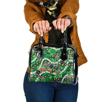 St Patrick's Day Palaka Hawaii Shoulder Handbag Kukui Nut Pikake Lei Shamrock Dabbing Leprechaun LT14 One Size Green - Polynesian Pride