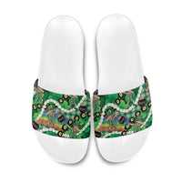 St Patrick's Day Palaka Hawaii Slide Sandals Kukui Nut Pikake Lei Shamrock Dabbing Leprechaun LT14 Green - Polynesian Pride