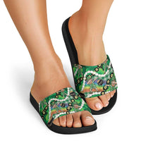 St Patrick's Day Palaka Hawaii Slide Sandals Kukui Nut Pikake Lei Shamrock Dabbing Leprechaun LT14 - Polynesian Pride