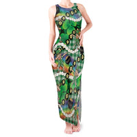 St Patrick's Day Palaka Hawaii Tank Maxi Dress Kukui Nut Pikake Lei Shamrock Dabbing Leprechaun LT14 Women Green - Polynesian Pride