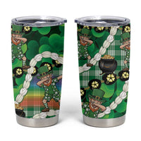 St Patrick's Day Palaka Hawaii Tumbler Cup Kukui Nut Pikake Lei Shamrock Dabbing Leprechaun LT14 Green - Polynesian Pride