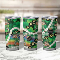St Patrick's Day Palaka Hawaii Tumbler Cup Kukui Nut Pikake Lei Shamrock Dabbing Leprechaun LT14 - Polynesian Pride