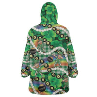 St Patrick's Day Palaka Hawaii Wearable Blanket Hoodie Kukui Nut Pikake Lei Shamrock Dabbing Leprechaun LT14 - Polynesian Pride