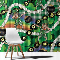 St Patrick's Day Palaka Hawaii Window Curtain Kukui Nut Pikake Lei Shamrock Dabbing Leprechaun LT14 - Polynesian Pride