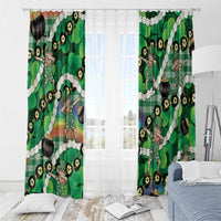 St Patrick's Day Palaka Hawaii Window Curtain Kukui Nut Pikake Lei Shamrock Dabbing Leprechaun LT14 - Polynesian Pride