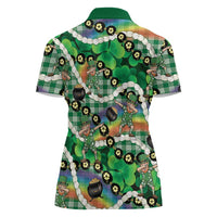 St Patrick's Day Palaka Hawaii Women Polo Shirt Kukui Nut Pikake Lei Shamrock Dabbing Leprechaun LT14 - Polynesian Pride