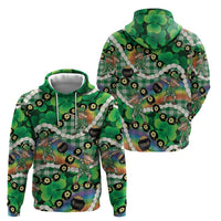 St Patrick's Day Palaka Hawaii Zip Hoodie Kukui Nut Pikake Lei Shamrock Dabbing Leprechaun LT14 - Polynesian Pride