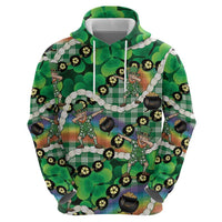 St Patrick's Day Palaka Hawaii Zip Hoodie Kukui Nut Pikake Lei Shamrock Dabbing Leprechaun LT14 - Polynesian Pride