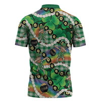 St Patrick's Day Palaka Hawaii Zipper Polo Shirt Kukui Nut Pikake Lei Shamrock Dabbing Leprechaun LT14 - Polynesian Pride
