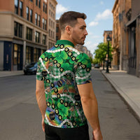 St Patrick's Day Palaka Hawaii Zipper Polo Shirt Kukui Nut Pikake Lei Shamrock Dabbing Leprechaun LT14 - Polynesian Pride