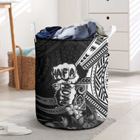 Hafa Adai Guam Discovery Day Laundry Basket Chamorro Latte Stone Hand Black Version LT14 Black - Polynesian Pride