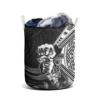 Hafa Adai Guam Discovery Day Laundry Basket Chamorro Latte Stone Hand Black Version LT14 - Polynesian Pride