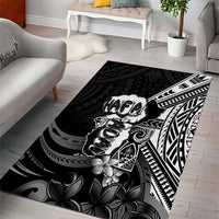 Hafa Adai Guam Discovery Day Area Rug Chamorro Latte Stone Hand Black Version LT14 - Polynesian Pride