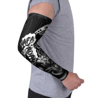 Hafa Adai Guam Discovery Day Arm Sleeves Chamorro Latte Stone Hand Black Version LT14 - Polynesian Pride