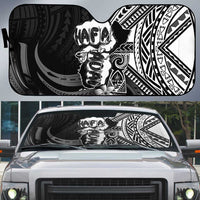 Hafa Adai Guam Discovery Day Auto Sun Shade Chamorro Latte Stone Hand Black Version LT14 Black - Polynesian Pride