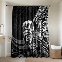 Hafa Adai Guam Discovery Day Bathroom Set Chamorro Latte Stone Hand Black Version LT14 Shower Curtain Only Black - Polynesian Pride