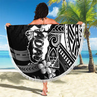 Hafa Adai Guam Discovery Day Beach Blanket Chamorro Latte Stone Hand Black Version LT14 - Polynesian Pride