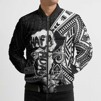 Hafa Adai Guam Discovery Day Bomber Puffer Jacket Chamorro Latte Stone Hand Black Version LT14 - Polynesian Pride