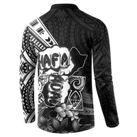 Hafa Adai Guam Discovery Day Button Sweatshirt Chamorro Latte Stone Hand Black Version LT14 - Polynesian Pride