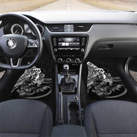 Hafa Adai Guam Discovery Day Car Mats Chamorro Latte Stone Hand Black Version LT14 Set 2pcs - Front Black - Polynesian Pride