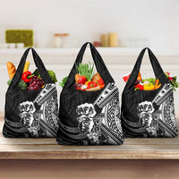 Hafa Adai Guam Discovery Day Grocery Bag Chamorro Latte Stone Hand Black Version LT14 3-pack One Size Black - Polynesian Pride
