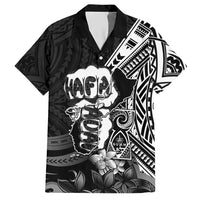 Hafa Adai Guam Discovery Day Hawaiian Shirt Chamorro Latte Stone Hand Black Version