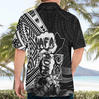 Hafa Adai Guam Discovery Day Hawaiian Shirt Chamorro Latte Stone Hand Black Version