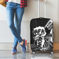 Hafa Adai Guam Discovery Day Luggage Cover Chamorro Latte Stone Hand Black Version LT14 - Polynesian Pride