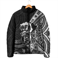 Hafa Adai Guam Discovery Day Padded Jacket Chamorro Latte Stone Hand Black Version LT14 - Polynesian Pride
