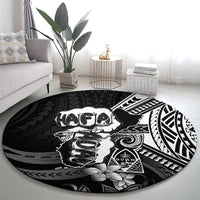 Hafa Adai Guam Discovery Day Round Carpet Chamorro Latte Stone Hand Black Version LT14 - Polynesian Pride