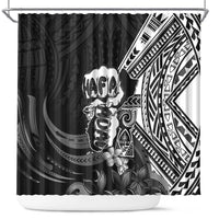 Hafa Adai Guam Discovery Day Shower Curtain Chamorro Latte Stone Hand Black Version LT14 Black - Polynesian Pride