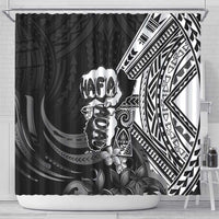 Hafa Adai Guam Discovery Day Shower Curtain Chamorro Latte Stone Hand Black Version LT14 - Polynesian Pride