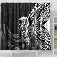 Hafa Adai Guam Discovery Day Shower Curtain Chamorro Latte Stone Hand Black Version LT14 - Polynesian Pride