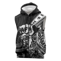 Hafa Adai Guam Discovery Day Sleeveless Zip Hoodie Chamorro Latte Stone Hand Black Version LT14 Black - Polynesian Pride