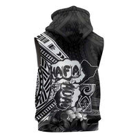 Hafa Adai Guam Discovery Day Sleeveless Zip Hoodie Chamorro Latte Stone Hand Black Version LT14 - Polynesian Pride