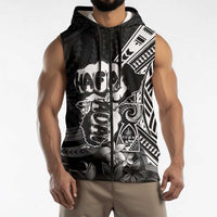 Hafa Adai Guam Discovery Day Sleeveless Zip Hoodie Chamorro Latte Stone Hand Black Version LT14 - Polynesian Pride