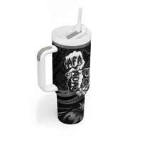Hafa Adai Guam Discovery Day Tumbler With Handle Chamorro Latte Stone Hand Black Version LT14 - Polynesian Pride