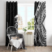 Hafa Adai Guam Discovery Day Window Curtain Chamorro Latte Stone Hand Black Version LT14 - Polynesian Pride