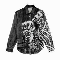 Hafa Adai Guam Discovery Day Women Casual Shirt Chamorro Latte Stone Hand Black Version LT14 - Polynesian Pride