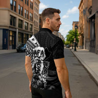 Hafa Adai Guam Discovery Day Zipper Polo Shirt Chamorro Latte Stone Hand Black Version LT14 - Polynesian Pride