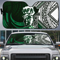 Hafa Adai Guam Discovery Day Auto Sun Shade Chamorro Latte Stone Hand Green Version LT14 Green - Polynesian Pride