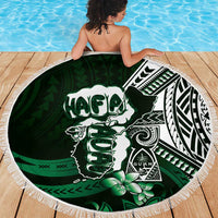 Hafa Adai Guam Discovery Day Beach Blanket Chamorro Latte Stone Hand Green Version LT14 - Polynesian Pride
