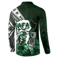 Hafa Adai Guam Discovery Day Button Sweatshirt Chamorro Latte Stone Hand Green Version LT14 - Polynesian Pride