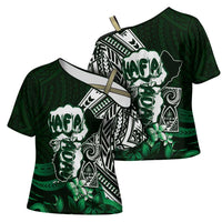 Hafa Adai Guam Discovery Day Cross Shoulder Shirt Chamorro Latte Stone Hand Green Version LT14 - Polynesian Pride