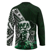 Hafa Adai Guam Discovery Day Hockey Jersey Chamorro Latte Stone Hand Green Version LT14 - Polynesian Pride