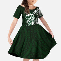Hafa Adai Guam Discovery Day Kid Short Sleeve Dress Chamorro Latte Stone Hand Green Version LT14 KID Green - Polynesian Pride