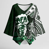 Hafa Adai Guam Discovery Day Kimono Sleeve Blouse Chamorro Latte Stone Hand Green Version LT14 Female Green - Polynesian Pride